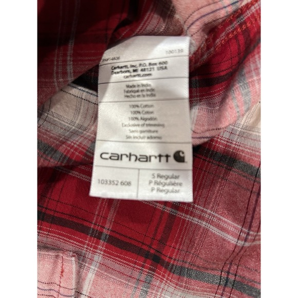 Carhartt Men's Red Plaid Relaxed Fit Flannel sz Small EUC - Picture 7 of 11